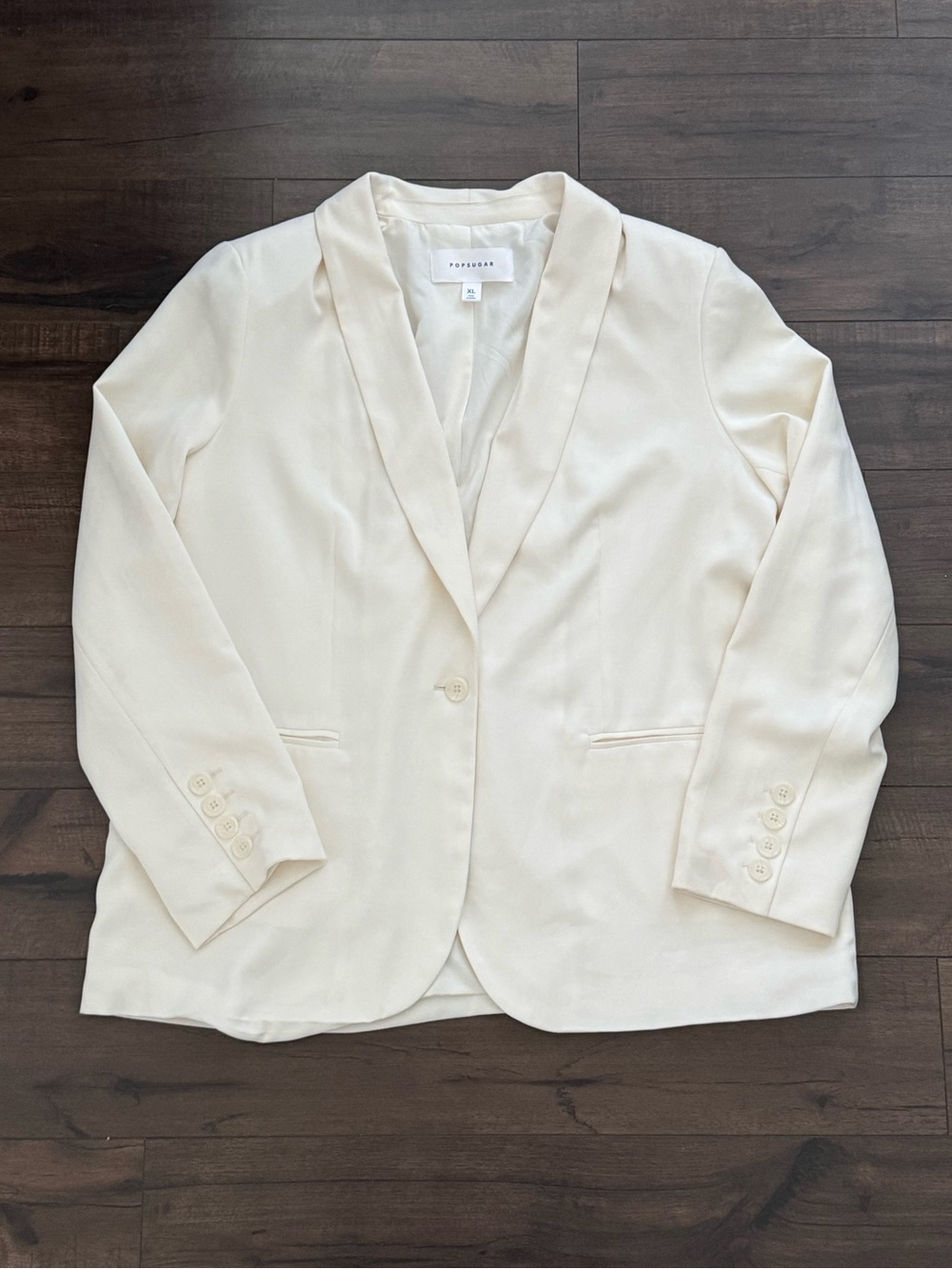 Ivory Single Button Blazer Womenโs XL Tailored Office Minimalist